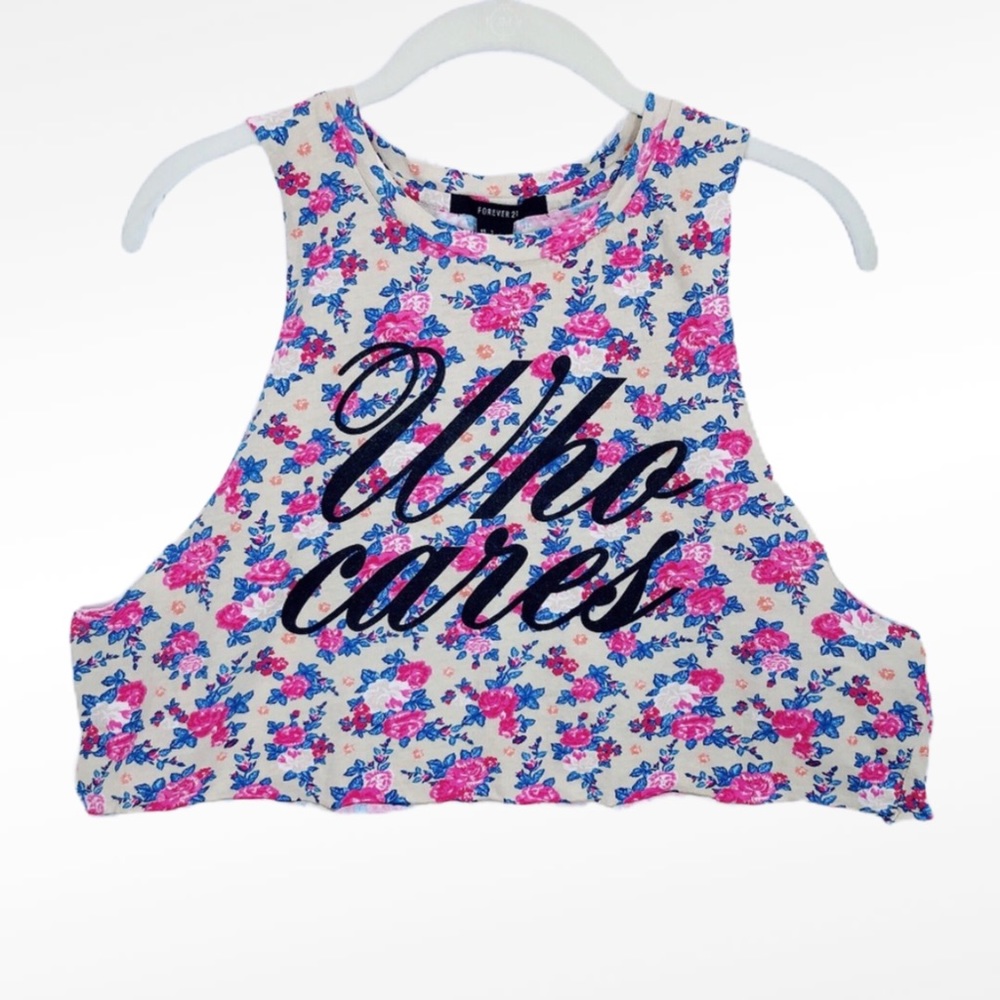 Forever 21 Floral Print Sleeveless Crop Top Size L